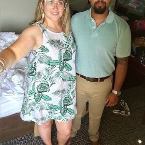 C&C California Green Leaf Linen Dress